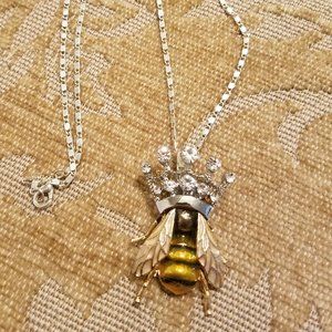 Queen Bee Necklace on Silver Plate Chain